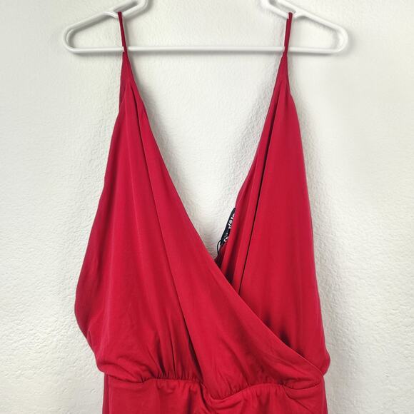 Retrofete Kai Dress in Red Size Large NWT Bodycon Ruched V Neck Open Back Mini - Picture 4 of 11